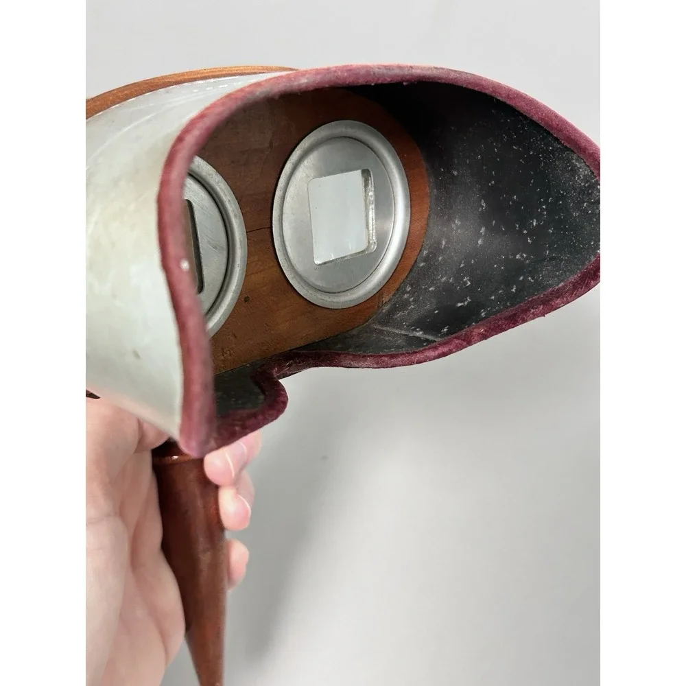Vintage The MERCURY STEREOSCOPE Antique 3D Photo Card Viewer Metal & Wood